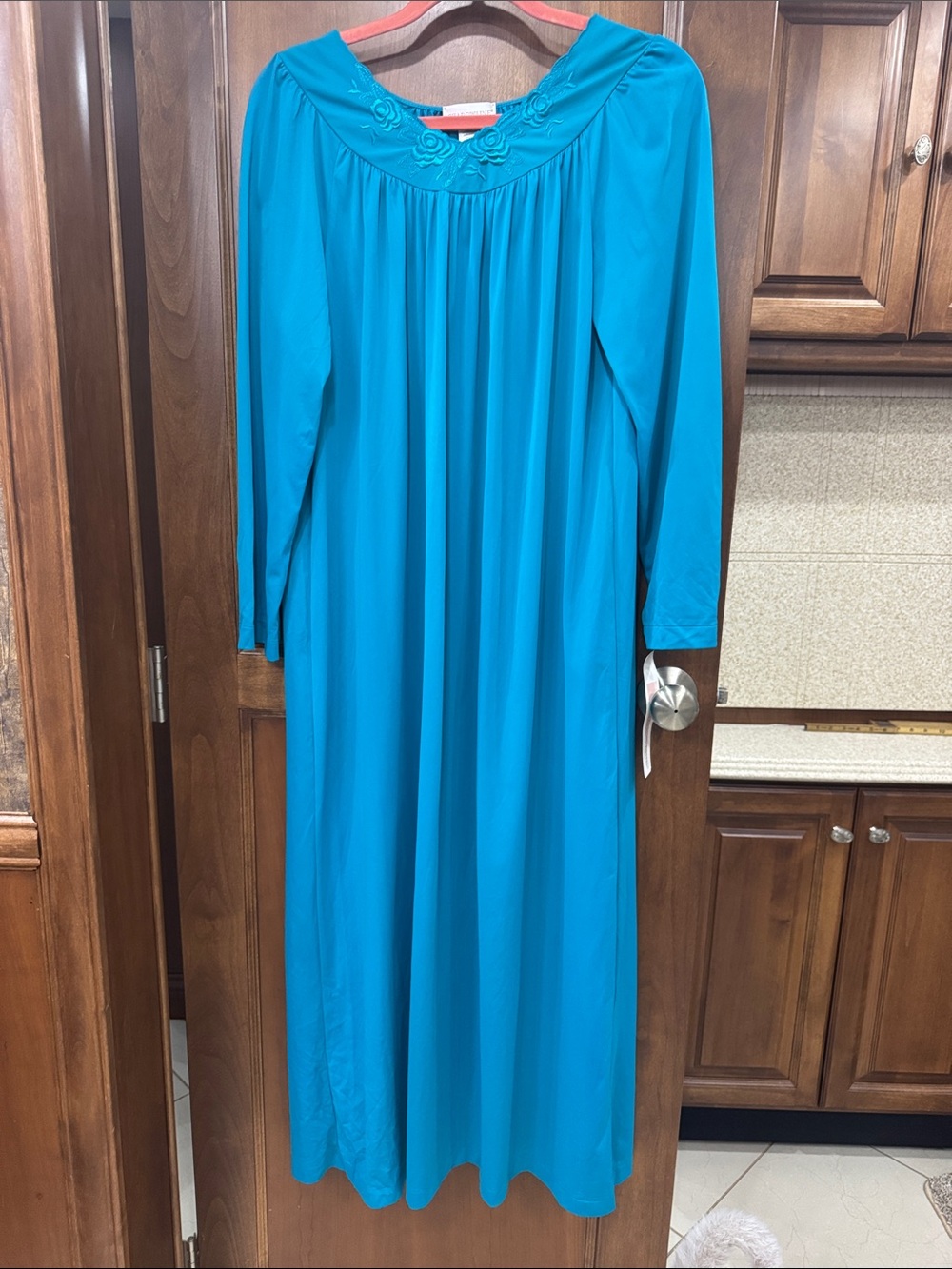 Shadowline Teal Embroidered Nightgown